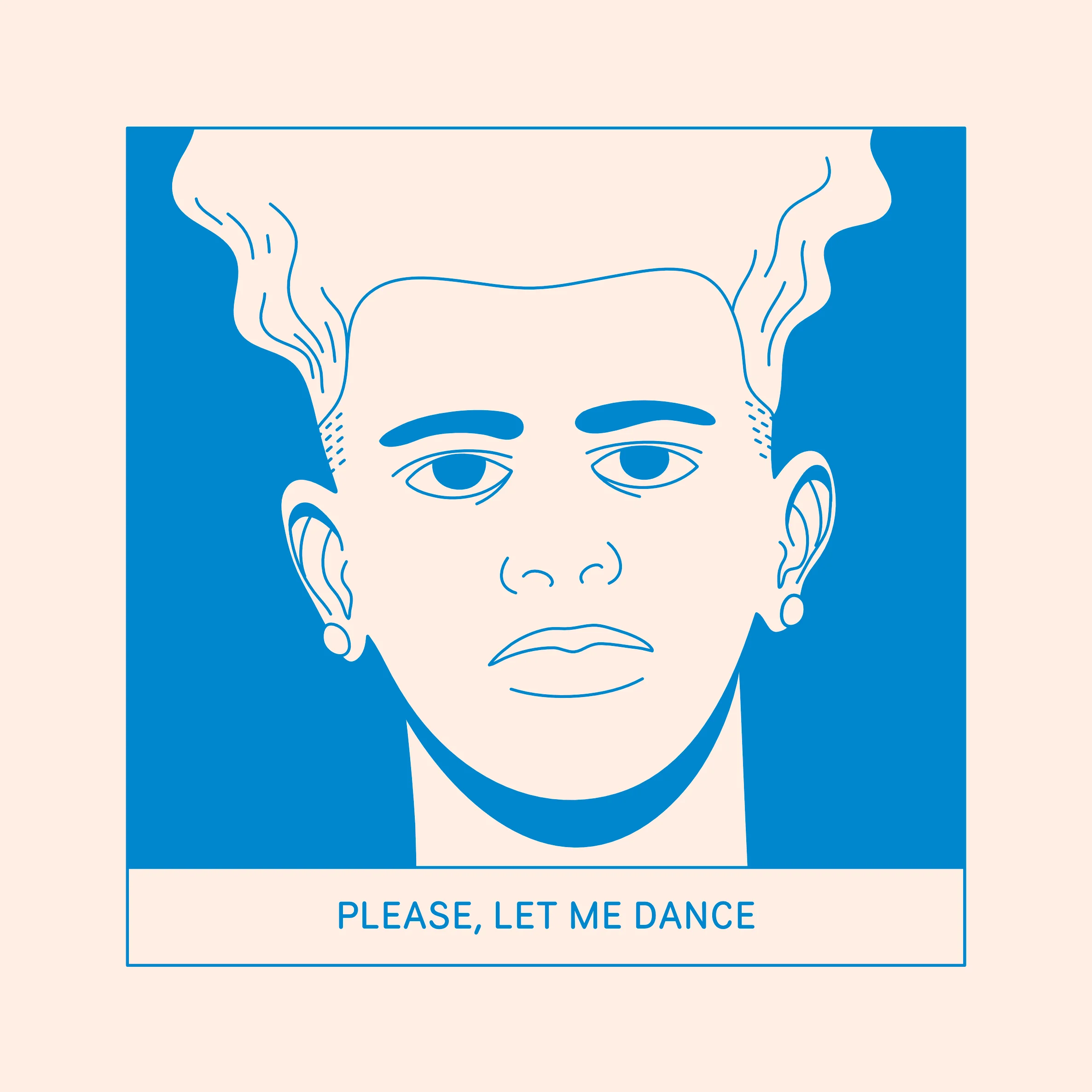 Comic book panel with a face of an individual and the saying, &#x27;Please, let me dance.&#x27;