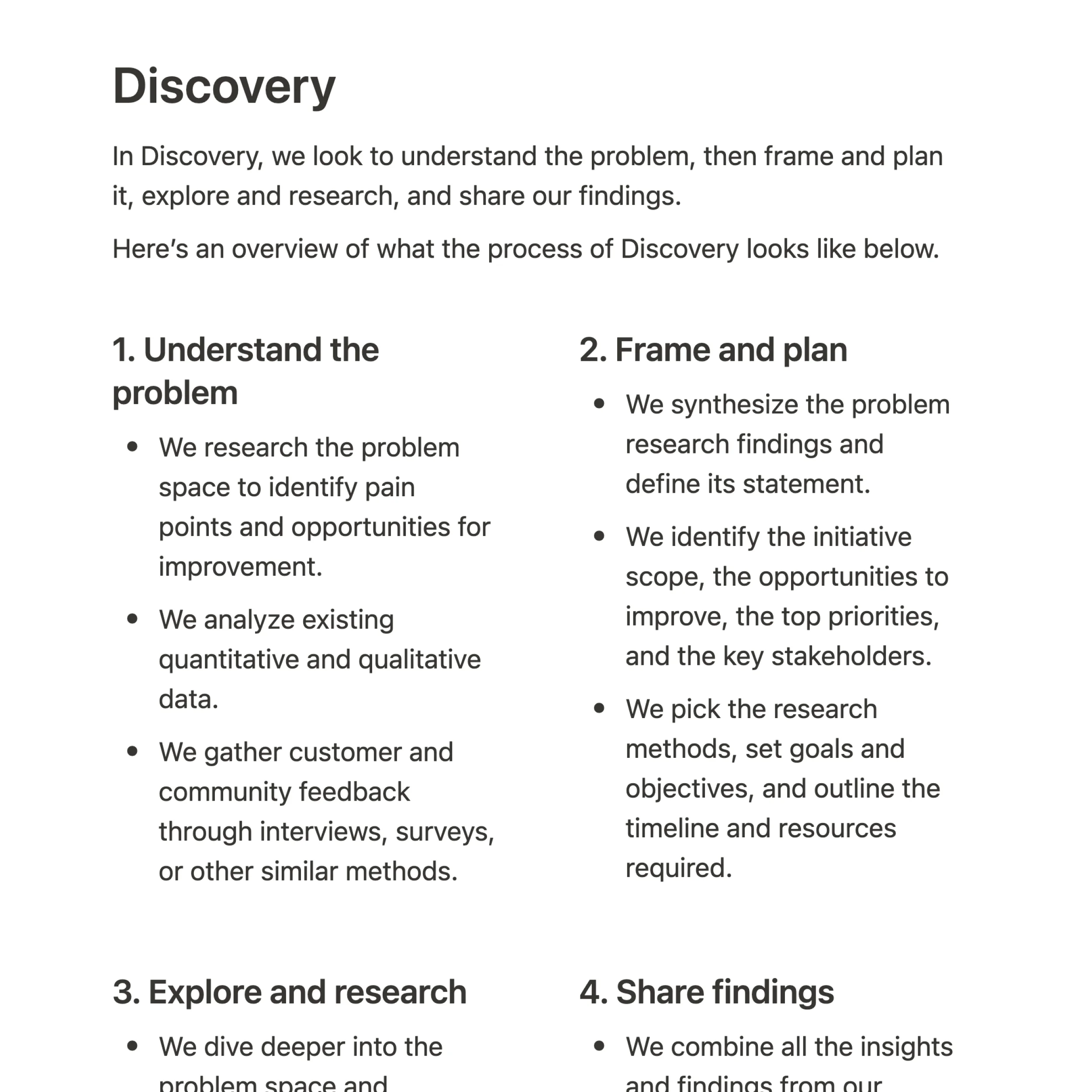 Documentation snippet about the Discovery process in design.
