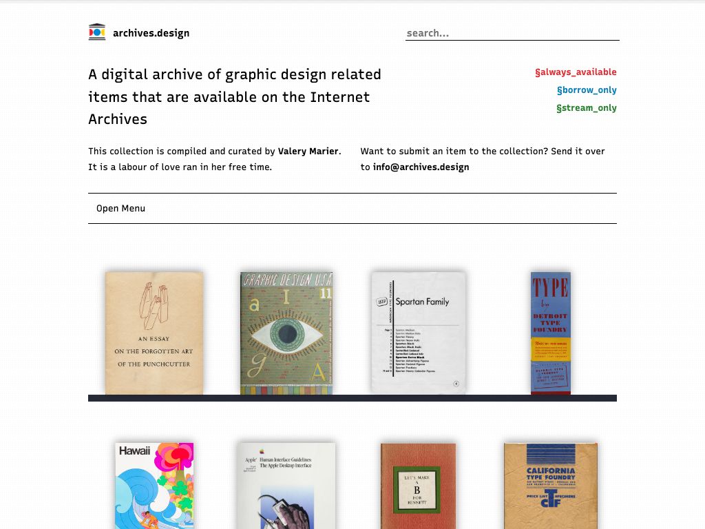Screenshot of the website that mimics the shelves of a magazines stand with covers of the books facing you