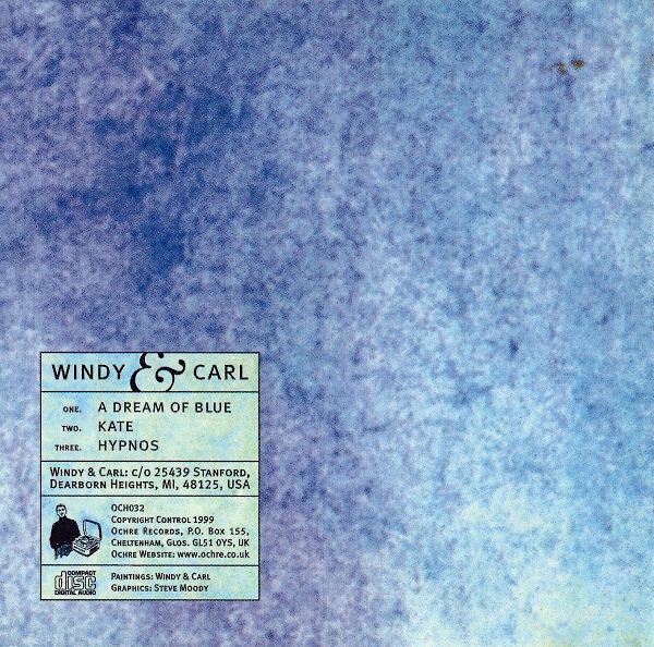 Back cover. The blueish staining continues and there is a stamp with the track list, label branding and other technicalities